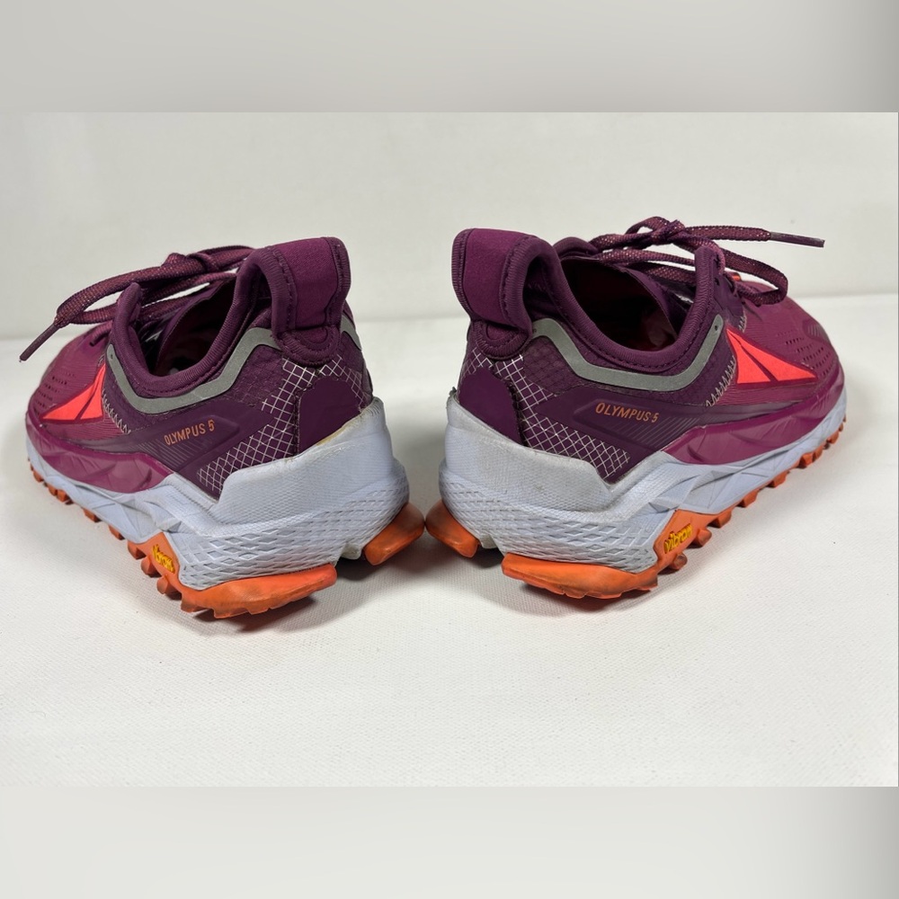 SOLD Altra Women's Olympus 5 Running Shoes Vibram Trail Run Purple Orange Size 8 - Picture 11 of 14